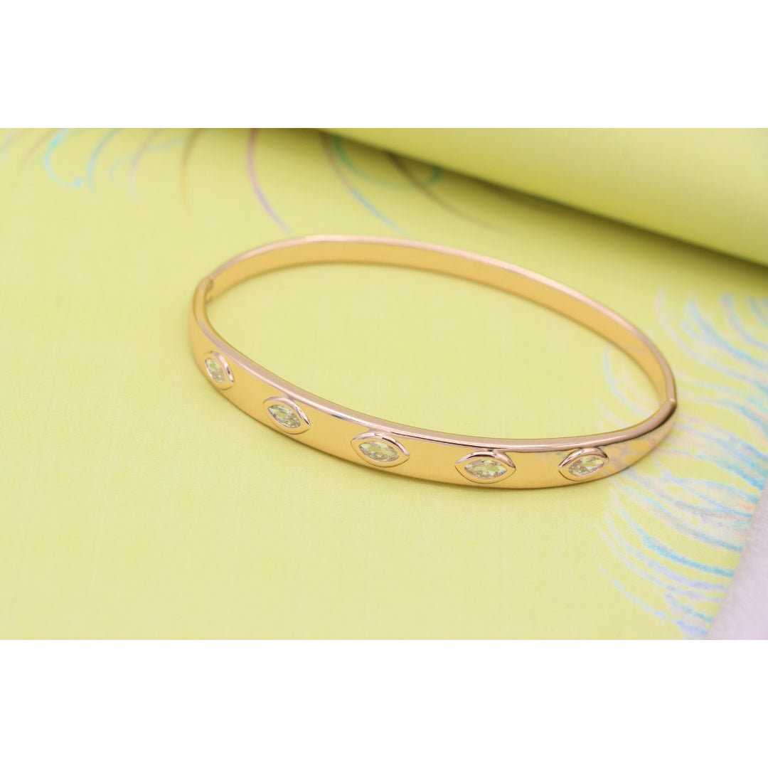 Elegant Rose Gold Bangle with Marquise-Cut Sparkling Stones, XPBL0490 (2049-10)