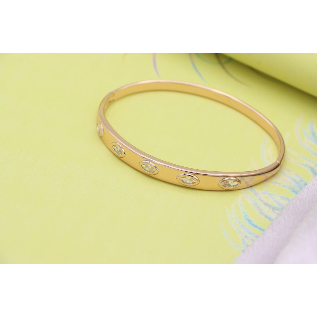 Elegant Rose Gold Bangle with Marquise-Cut Sparkling Stones, XPBL0490 (2049-10)