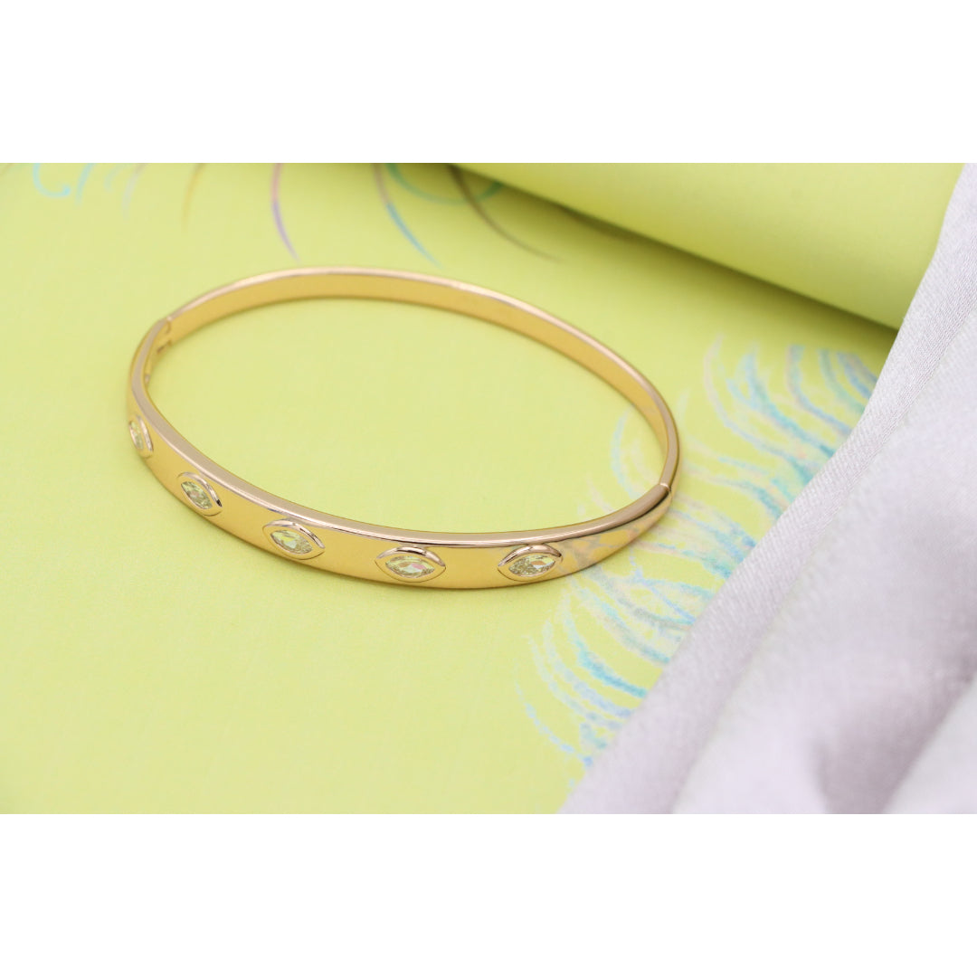 Elegant Rose Gold Bangle with Marquise-Cut Sparkling Stones, XPBL0490 (2049-10)