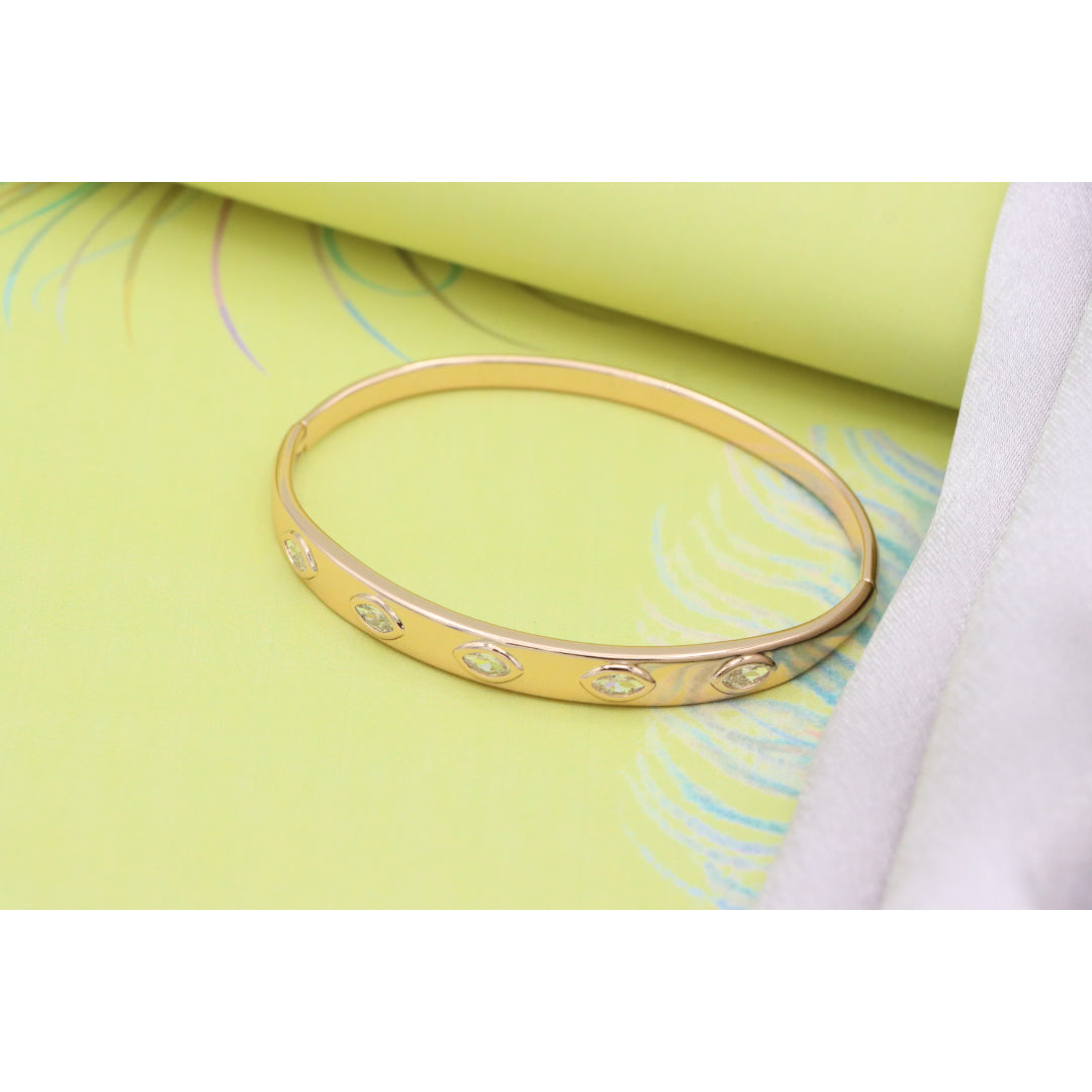 Elegant Rose Gold Bangle with Marquise-Cut Sparkling Stones, XPBL0490 (2049-10)