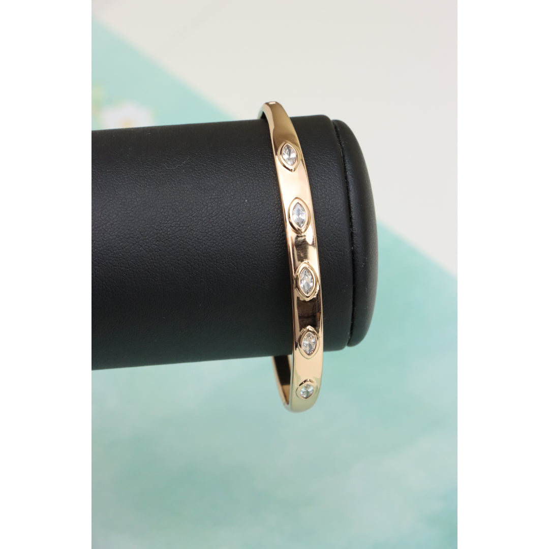 Elegant Rose Gold Bangle with Marquise-Cut Sparkling Stones, XPBL0490 (2049-10)