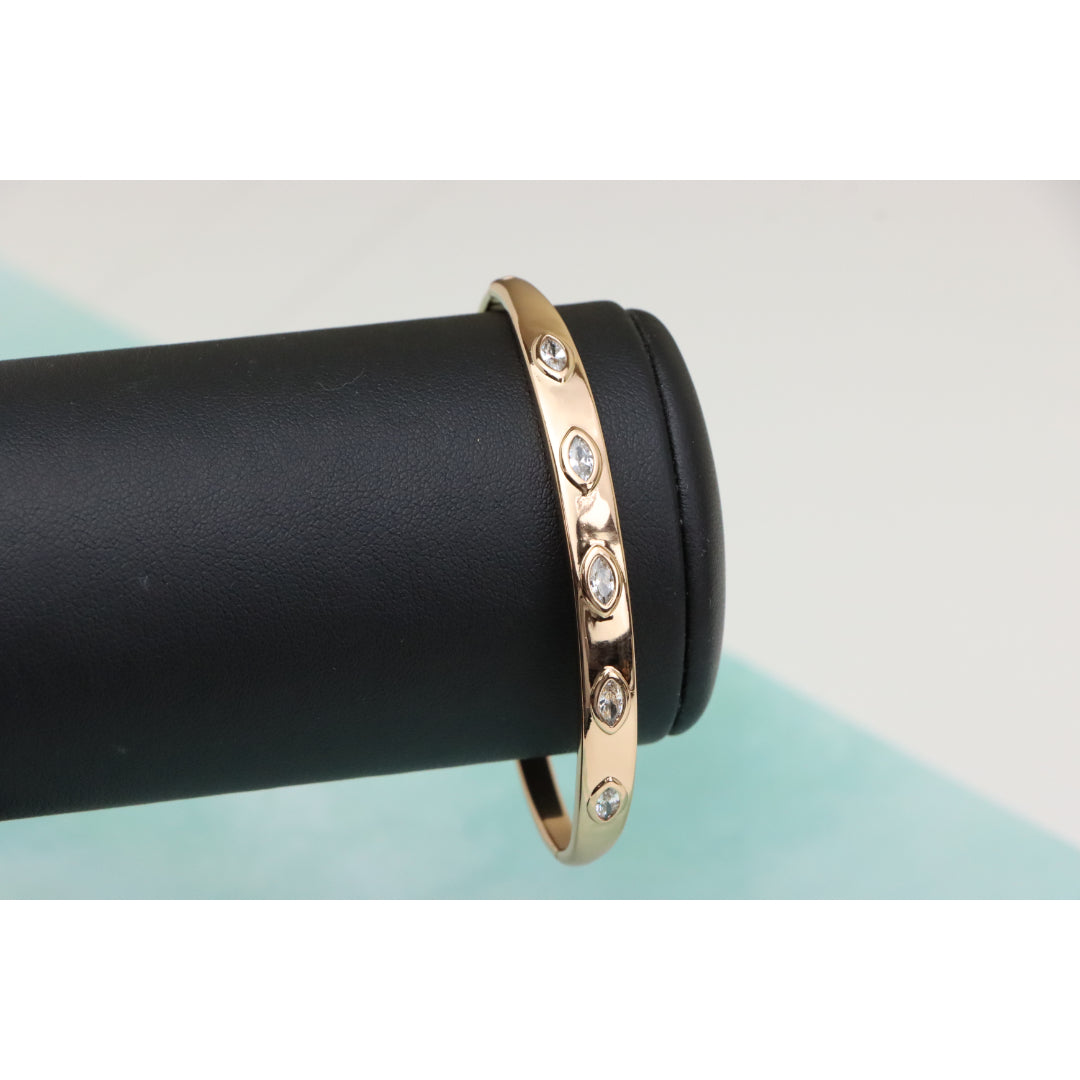 Elegant Rose Gold Bangle with Marquise-Cut Sparkling Stones, XPBL0490 (2049-10)