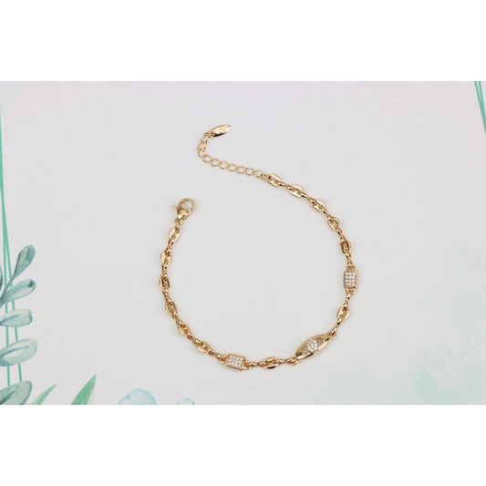 Rose Gold Plated Bracelet with Oval & Square CZ Accents, XPBL0902 (2091-1)