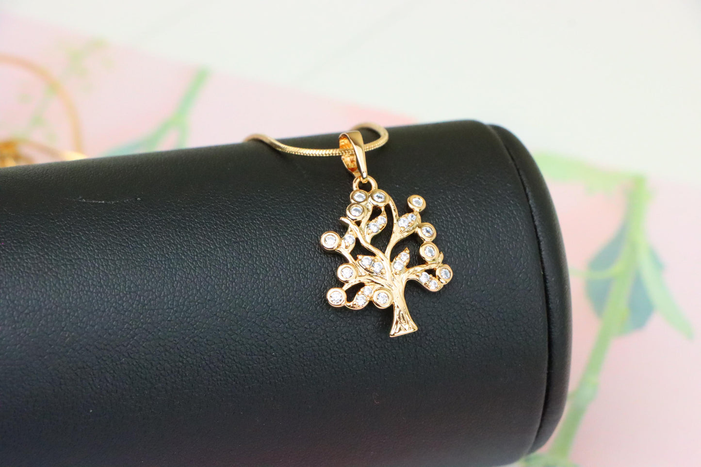 Tree of Life Rose Gold Pendant with Sparkling Stones, XPPT1217 (2122-3)