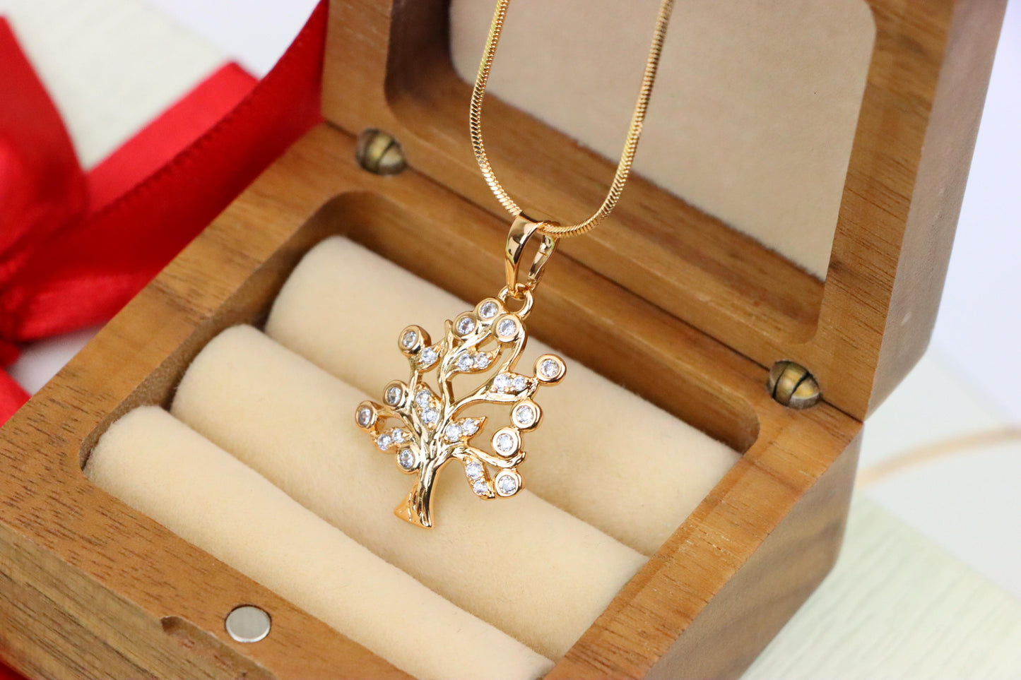 Tree of Life Rose Gold Pendant with Sparkling Stones, XPPT1217 (2122-3)