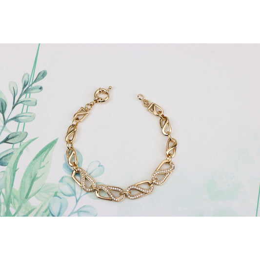 Elegant Rose Gold Plated Link Bracelet with Sparkling CZ Detailing, XPBL0903 (2092-2)