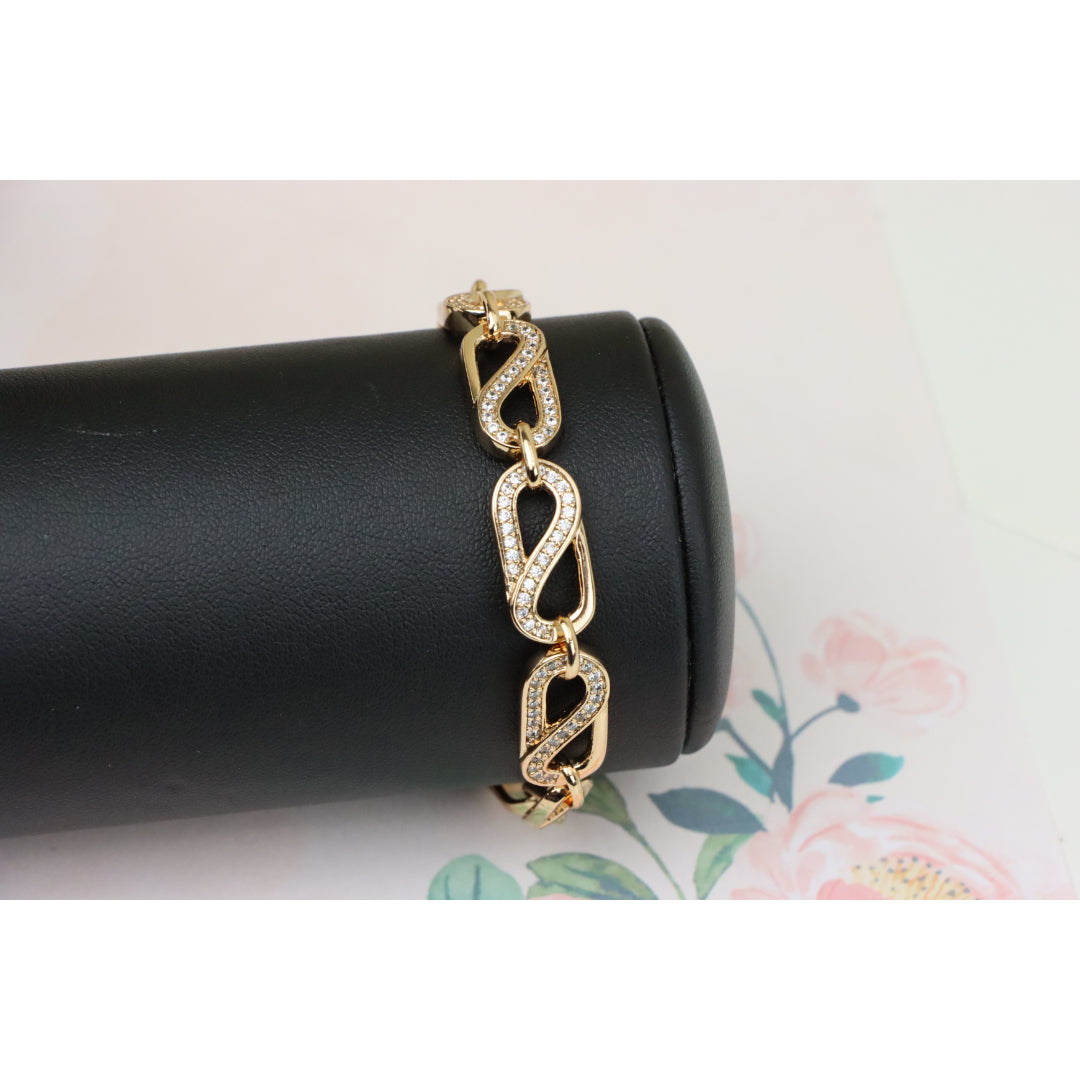Elegant Rose Gold Plated Link Bracelet with Sparkling CZ Detailing, XPBL0903 (2092-2)