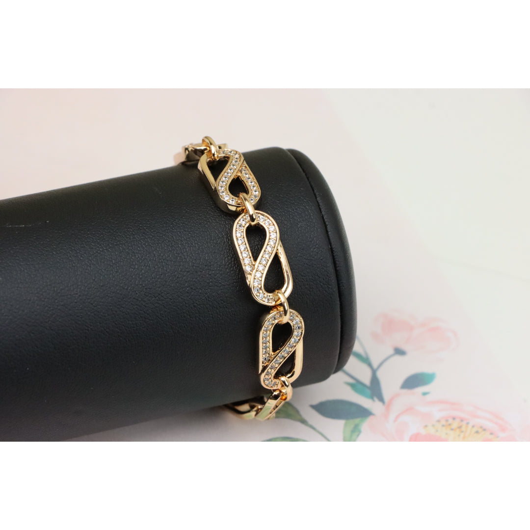 Elegant Rose Gold Plated Link Bracelet with Sparkling CZ Detailing, XPBL0903 (2092-2)