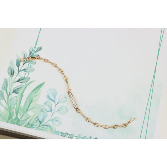 Elegant Rose Gold Bracelet with Sparkling CZ Bar Accent, XPBL0904 (2091-3)