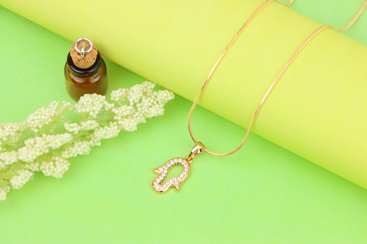 Rose Gold Hamsa Pendant with Crystals – Symbol of Protection & Luck, XPPT1220 (2122-6)