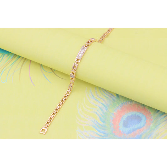 Elegant Baguette-Cut Stone Rose Gold Bracelet in Chunky Chain, XPBL0906 (2091-5)