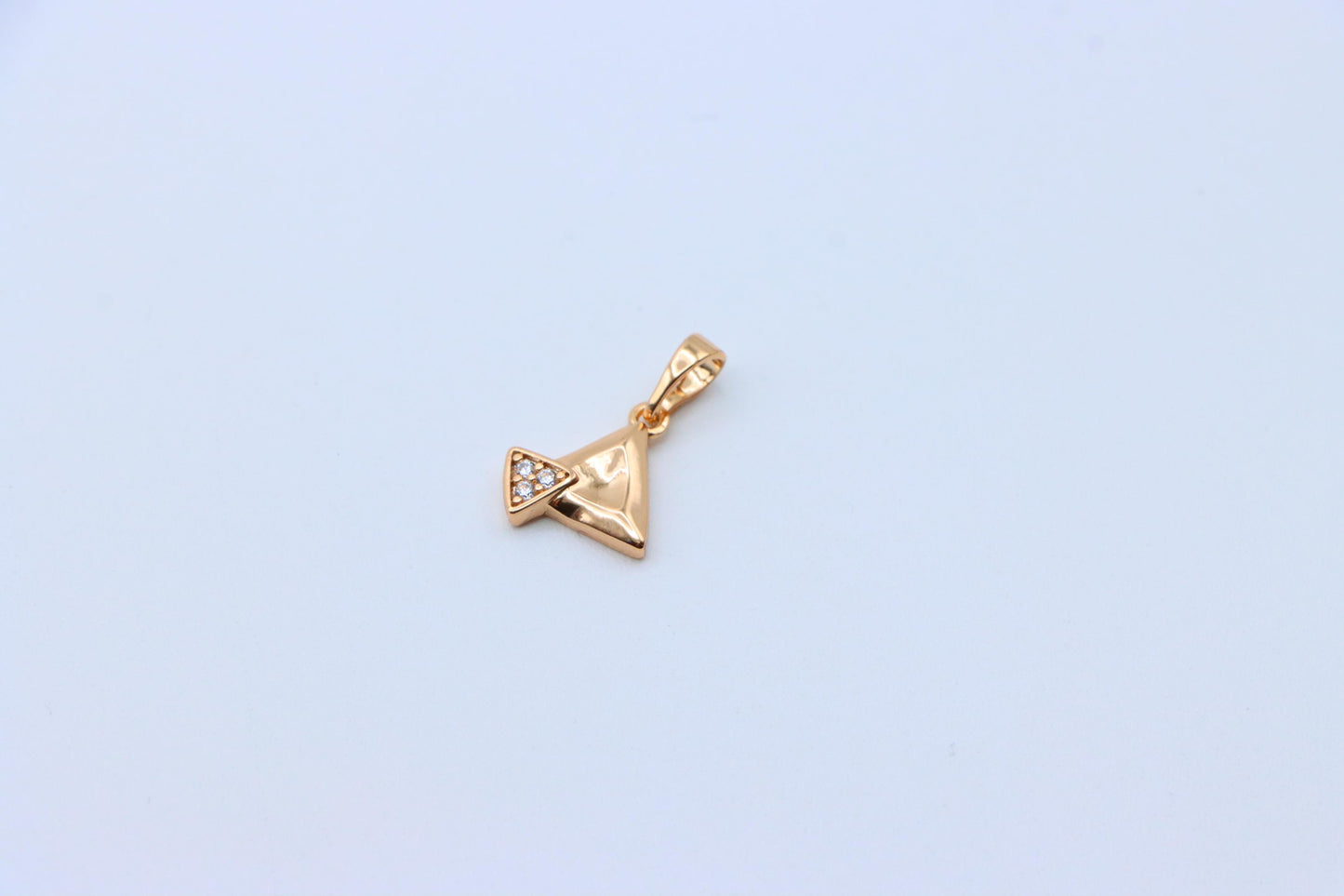 Chic Rose Gold Triangle Pendant with Sparkling Stone Accent, XPPT1222 (2122-8)