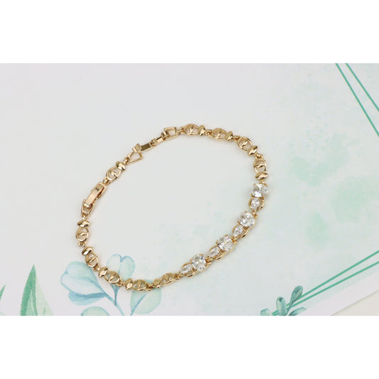 Elegant Rose Gold Plated Bracelet with Oval and Teardrop Stones, XPBL0908 (2091-7)