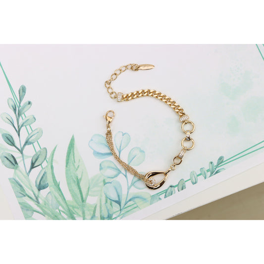 Sparkling Rose Gold Bracelet with Elegant Round & Chain Link Detail, XPBL0909 (2091-8)