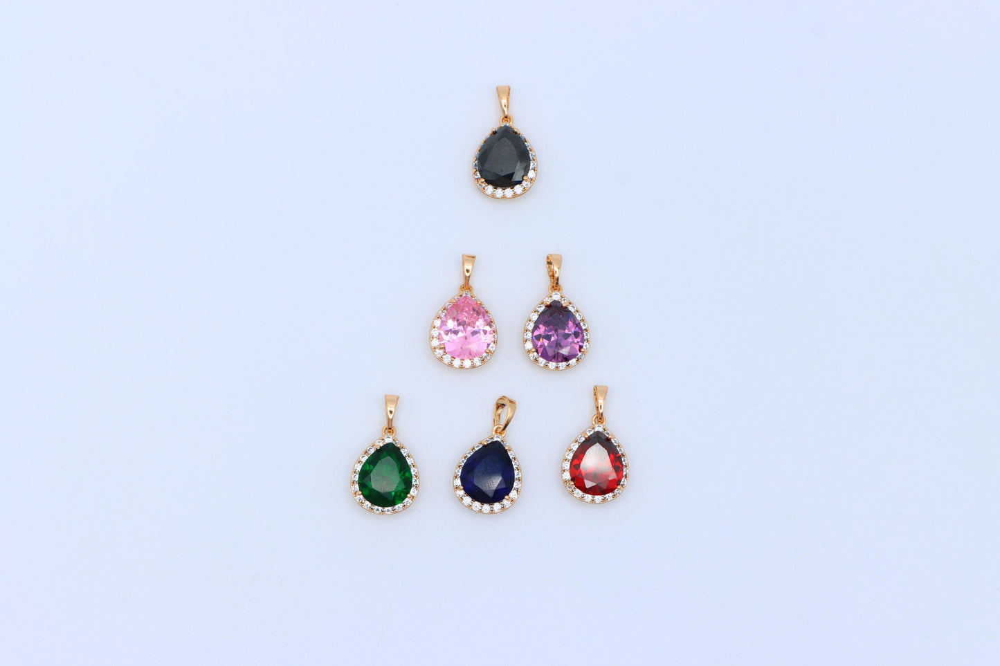 Teardrop Red Pendant with Crystal Border in Elegant Rose Gold Setting, XPPT1618 (2148-6)