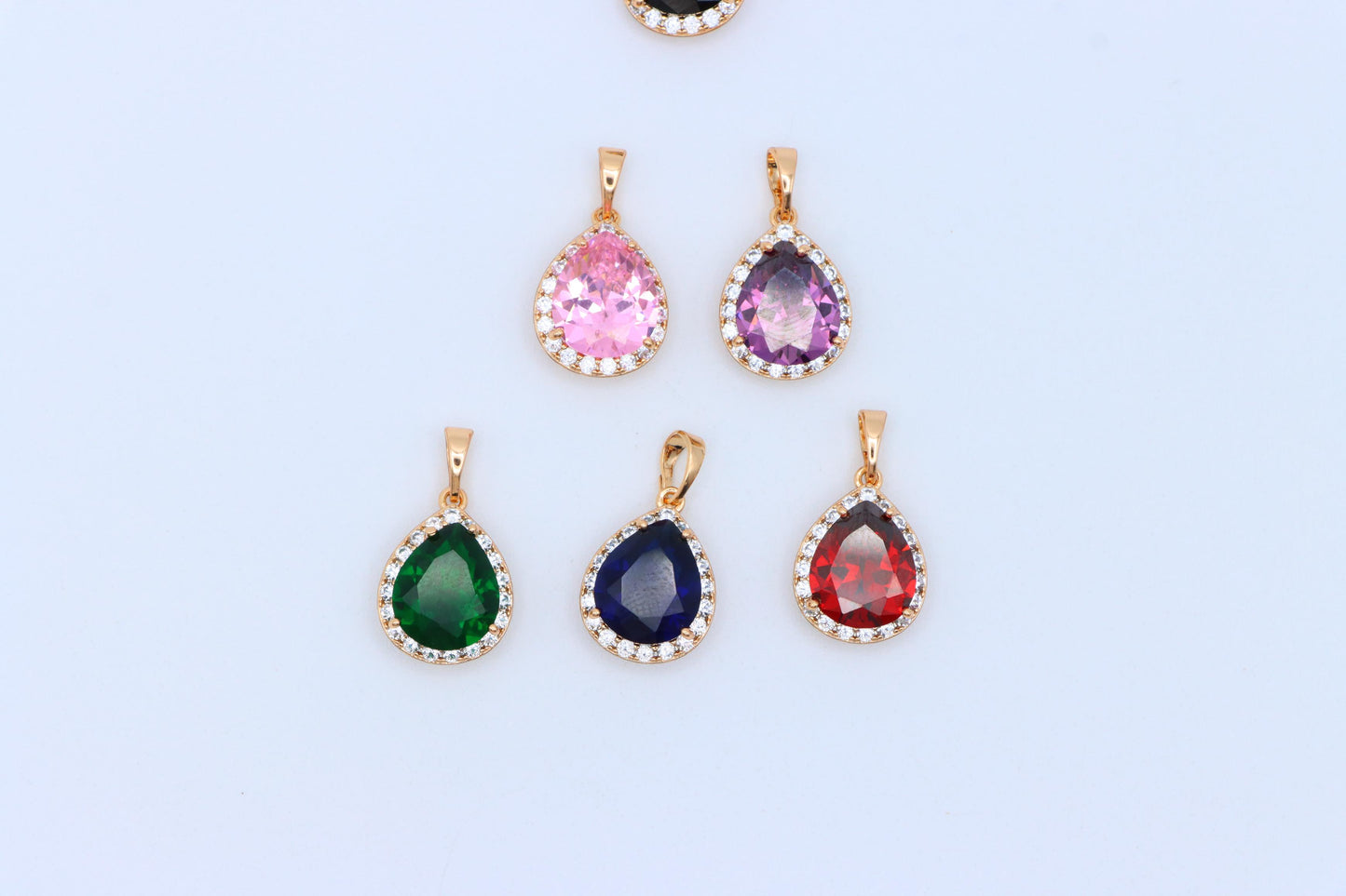 Teardrop Red Pendant with Crystal Border in Elegant Rose Gold Setting, XPPT1618 (2148-6)