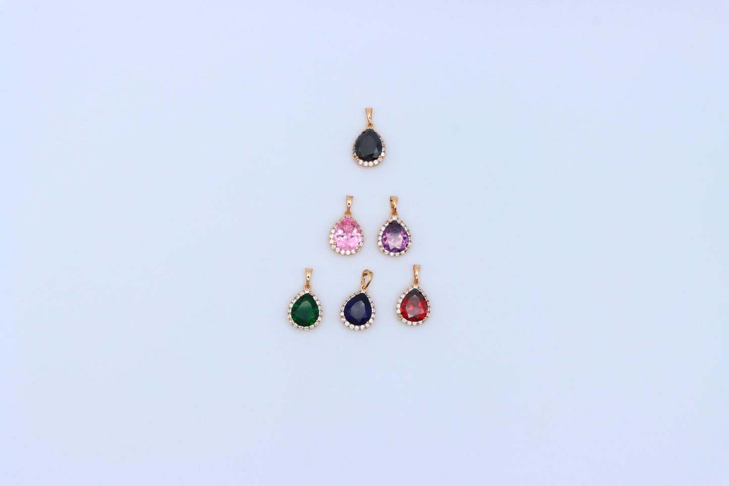 Teardrop Red Pendant with Crystal Border in Elegant Rose Gold Setting, XPPT1618 (2148-6)