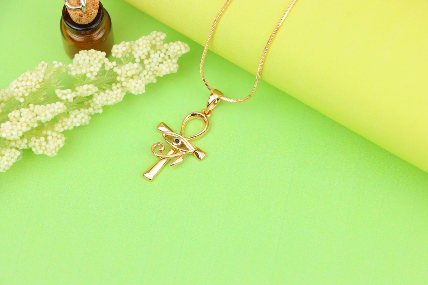 Rose Gold Ankh Cross Pendant with Eye of Horus Design, XPPT1226 (2123-2)