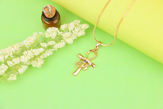 Rose Gold Ankh Cross Pendant with Eye of Horus Design, XPPT1226 (2123-2)
