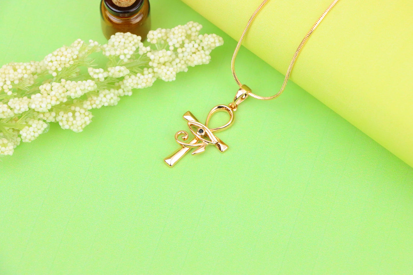 Rose Gold Ankh Cross Pendant with Eye of Horus Design, XPPT1226 (2123-2)