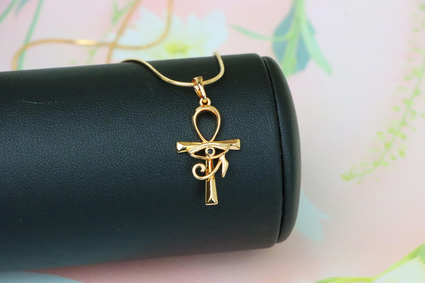 Rose Gold Ankh Cross Pendant with Eye of Horus Design, XPPT1226 (2123-2)