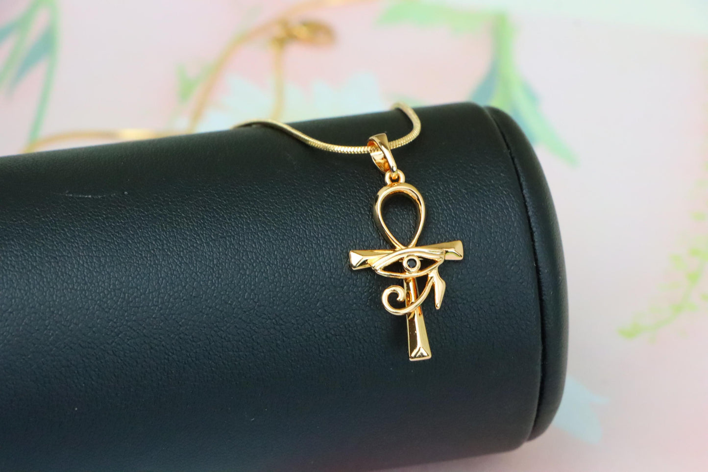 Rose Gold Ankh Cross Pendant with Eye of Horus Design, XPPT1226 (2123-2)