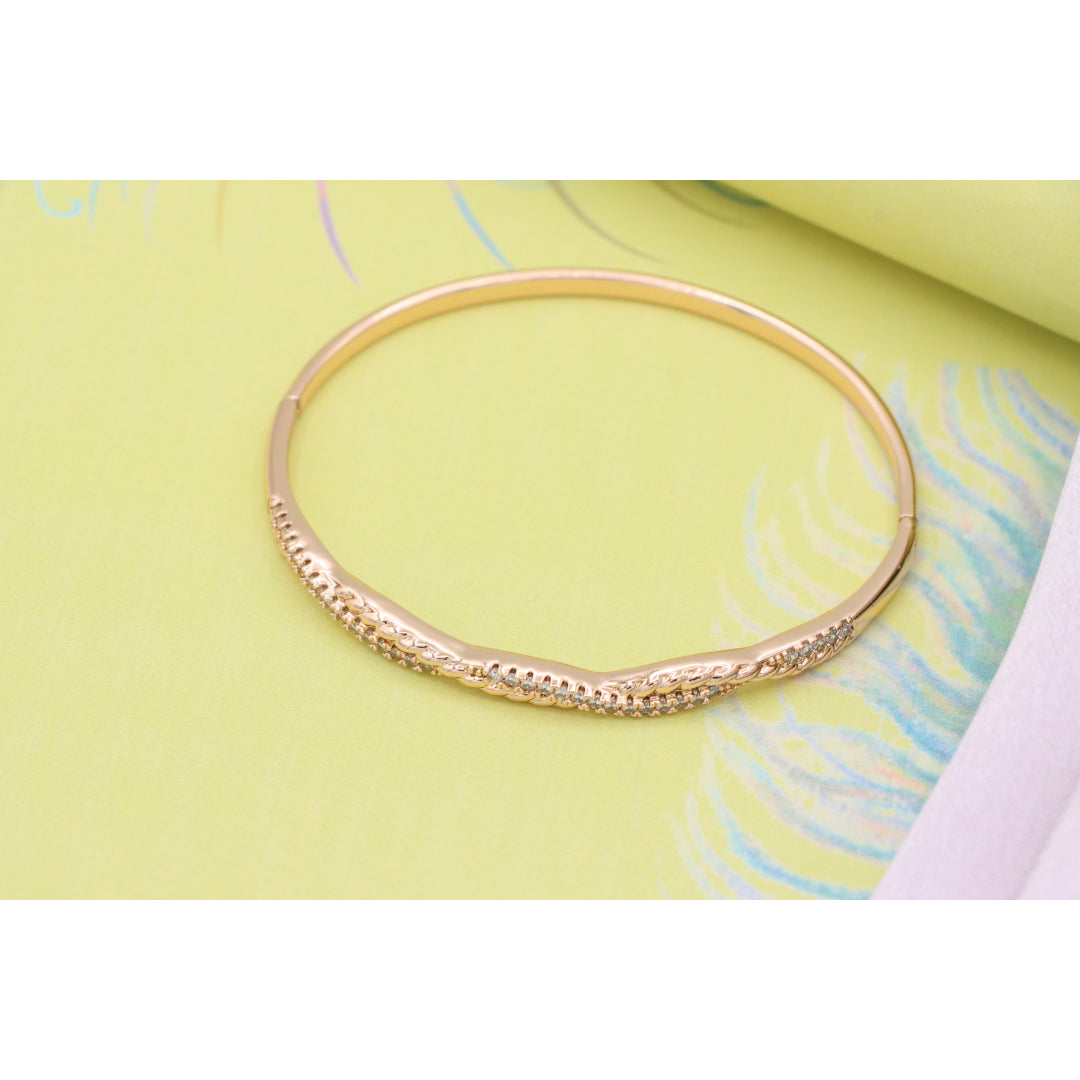 Elegant Rose Gold Bangle with Sparkling Twisted Chain Design, XPBL0509 (2051-9)