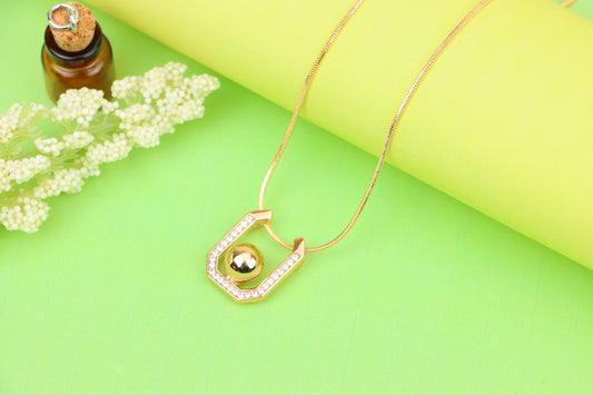 Contemporary Rose Gold Pendant with Ball Accent and CZ Detailing, XPPT1229 (2123-5)