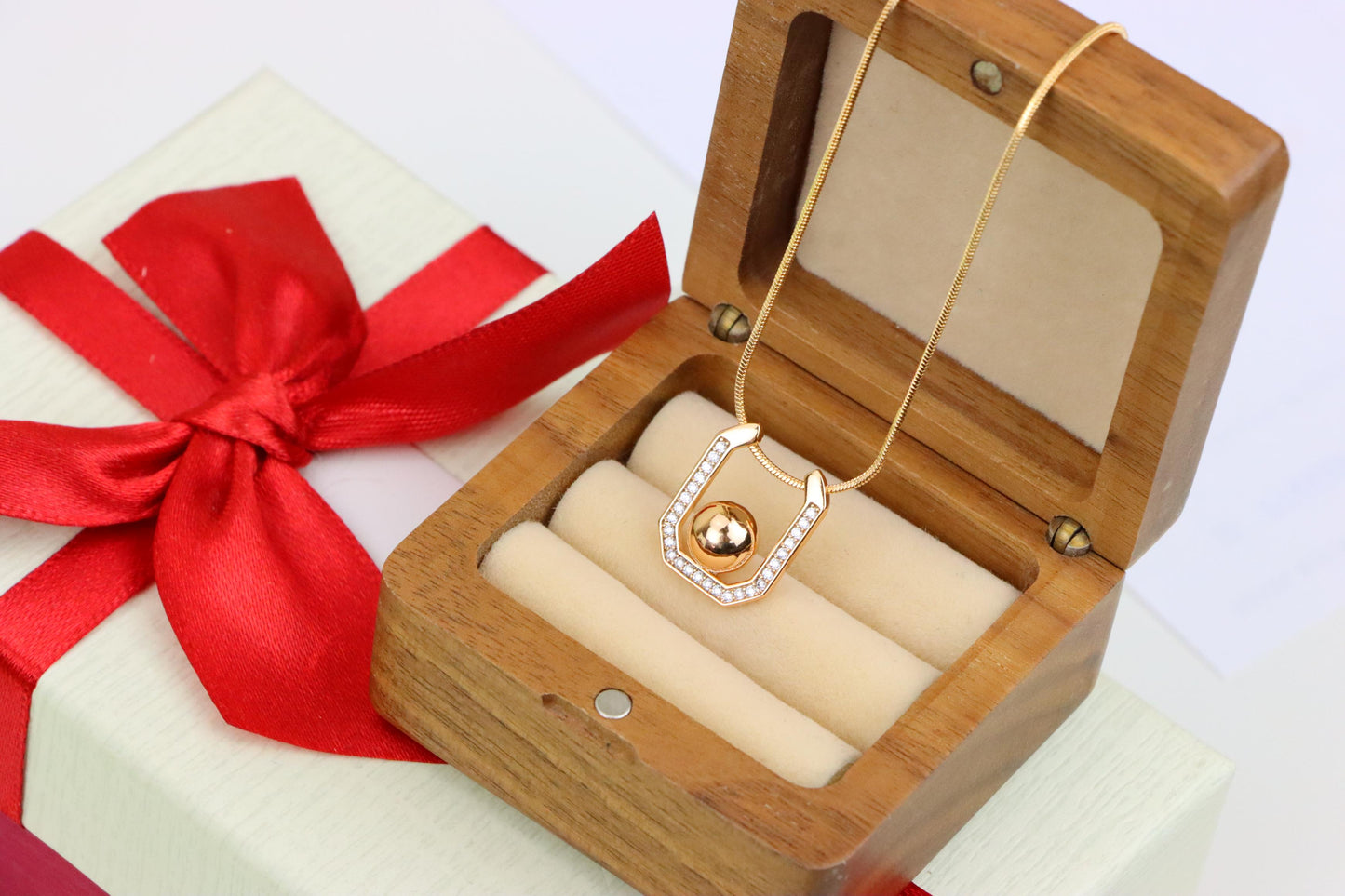 Contemporary Rose Gold Pendant with Ball Accent and CZ Detailing, XPPT1229 (2123-5)