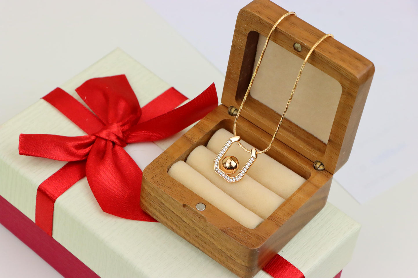 Contemporary Rose Gold Pendant with Ball Accent and CZ Detailing, XPPT1229 (2123-5)