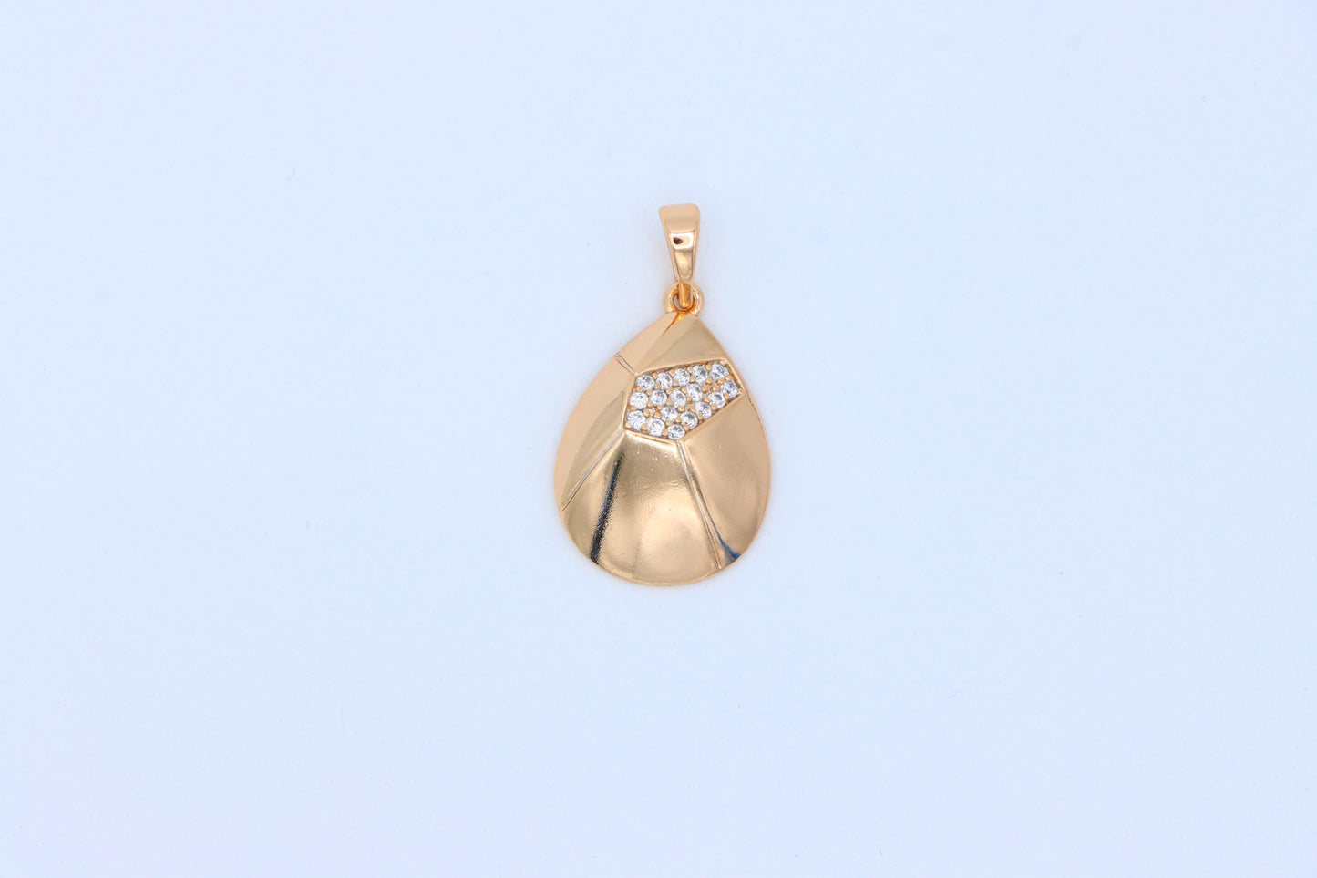 Elegant Rose Gold Teardrop Pendant with Crystal Accent Detailing, XPPT1230 (2123-6)