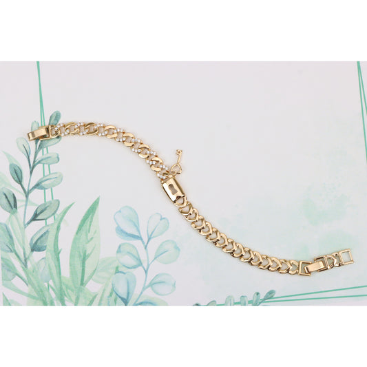 Rose Gold Heart Lock Key Charm Bracelet with Sparkling Links, XPBL0914 (2092-3)