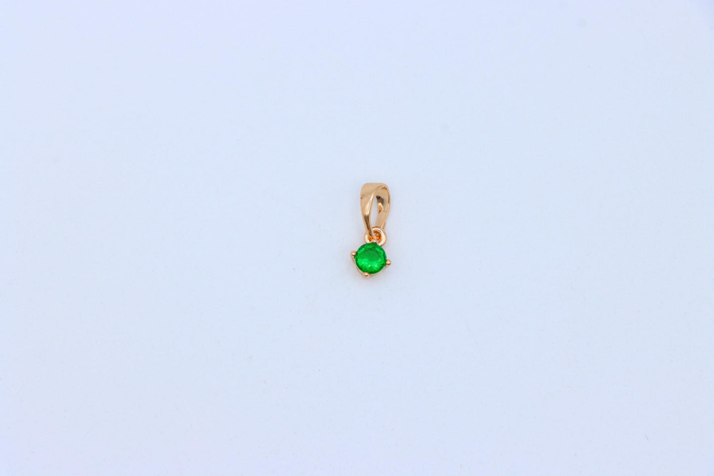 Mini Round Green Pendant in Rose Gold with Dainty and Bright Design, XPPT1624 (2148-9)
