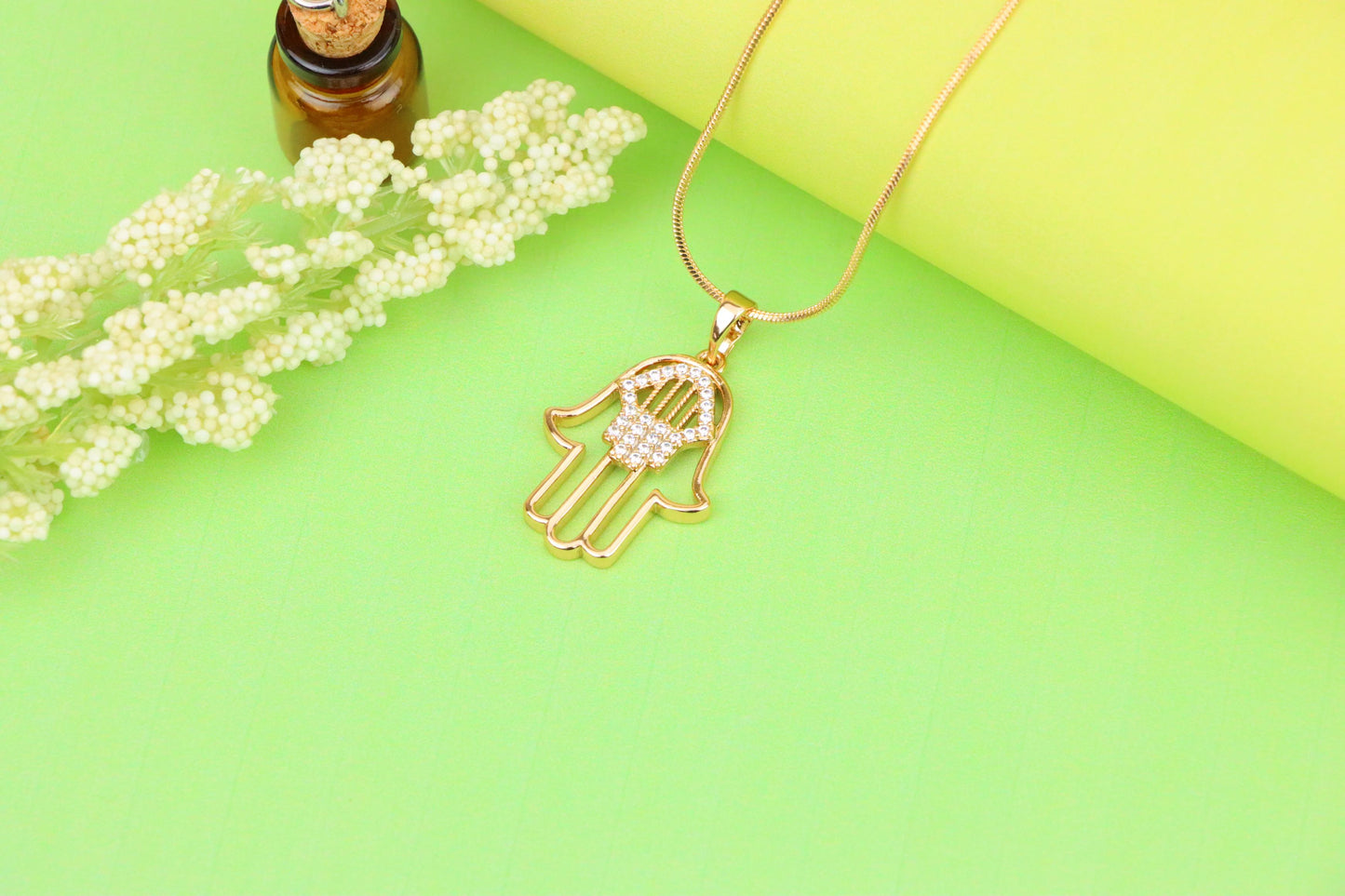 Rose Gold Hamsa Hand Pendant with Sparkling Stone Detailing, XPPT1231 (2123-7)