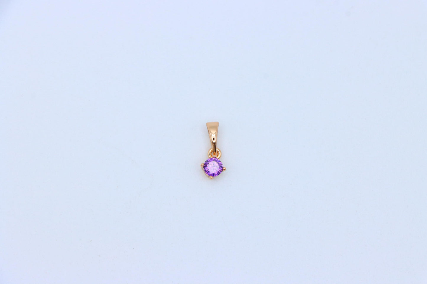 Mini Round Purple Pendant in Rose Gold with Dainty Solitaire Look, XPPT1625 (2148-9)