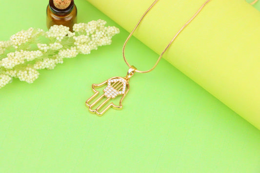 Rose Gold Hamsa Hand Pendant with Sparkling Stone Detailing, XPPT1231 (2123-7)