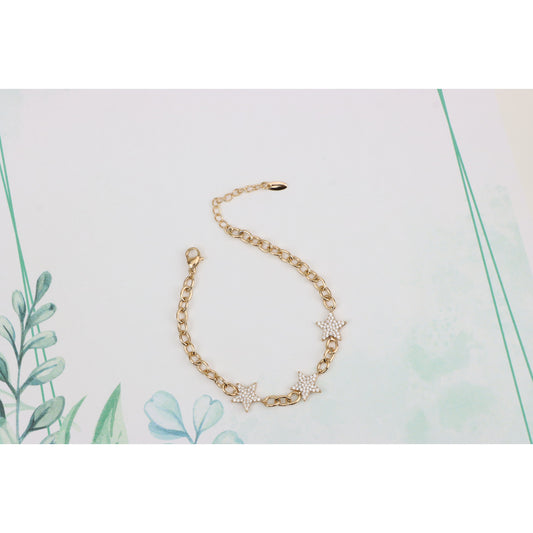Rose Gold Plated Star Charm Bracelet with Adjustable Chain, XPBL0915 (2092-4)