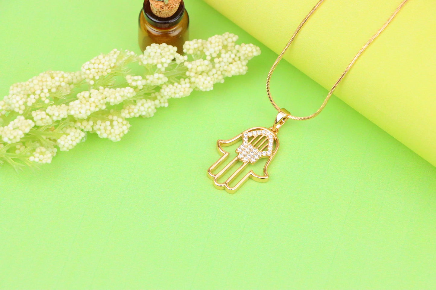 Rose Gold Hamsa Hand Pendant with Sparkling Stone Detailing, XPPT1231 (2123-7)