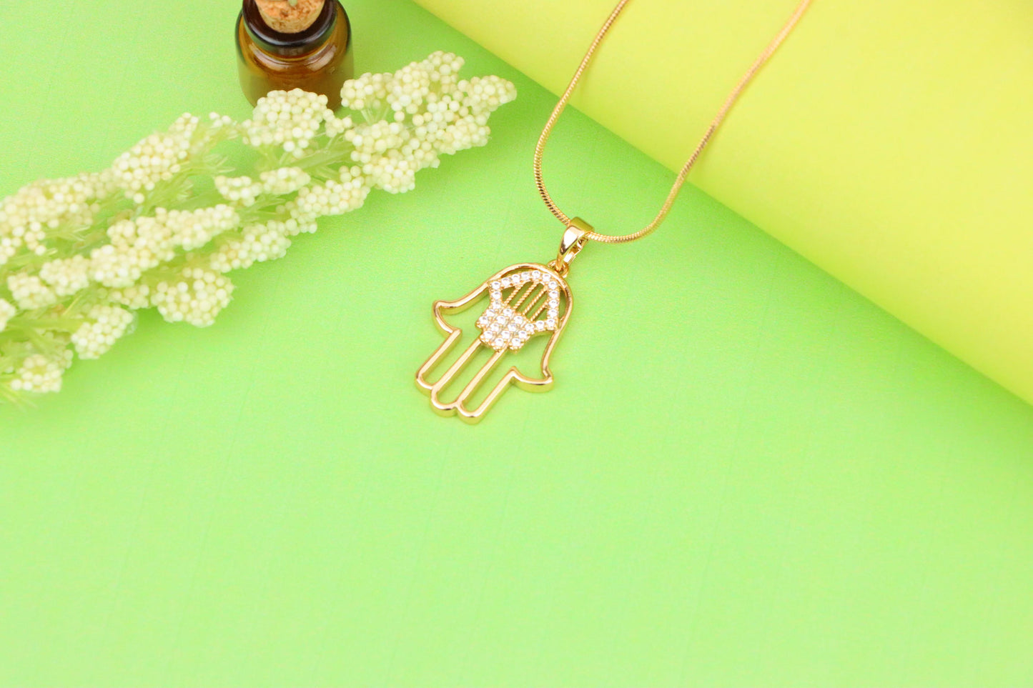 Rose Gold Hamsa Hand Pendant with Sparkling Stone Detailing, XPPT1231 (2123-7)