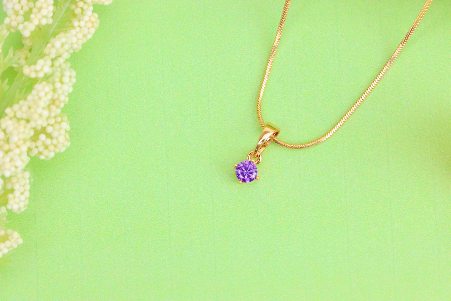 Mini Round Purple Pendant in Rose Gold with Dainty Solitaire Look, XPPT1625 (2148-9)