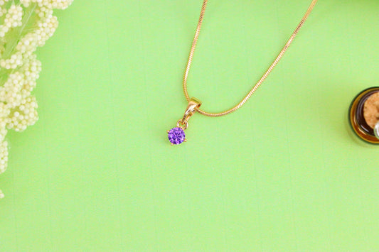 Mini Round Purple Pendant in Rose Gold with Dainty Solitaire Look, XPPT1625 (2148-9)