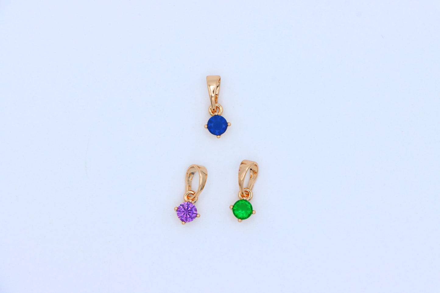 Mini Round Purple Pendant in Rose Gold with Dainty Solitaire Look, XPPT1625 (2148-9)