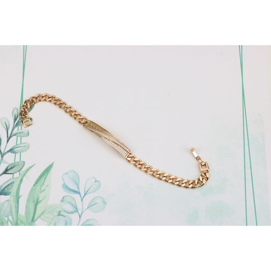 Rose Gold Plated Chain Bracelet with Sparkling Bar Accent, XPBL0917 (2092-6)