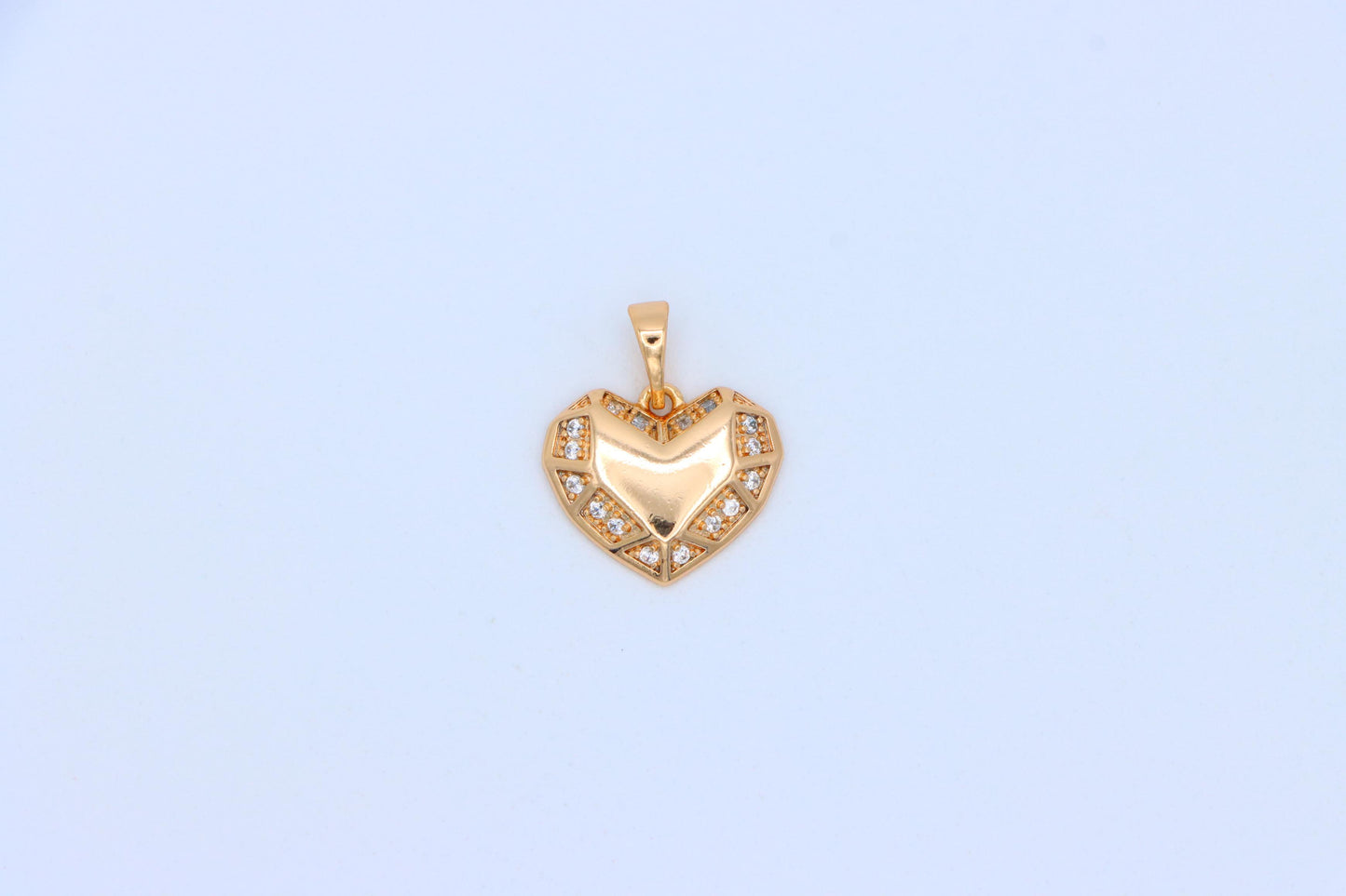 Geometric Heart Pendant in Rose Gold with Crystal Accents, XPPT1627 (2149-1)