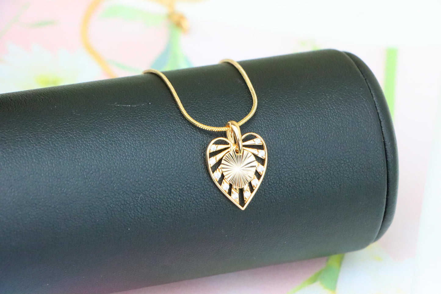 Radiant Cutout Heart Rose Gold Pendant with Sparkling Accents, XPPT1233 (2123-9)
