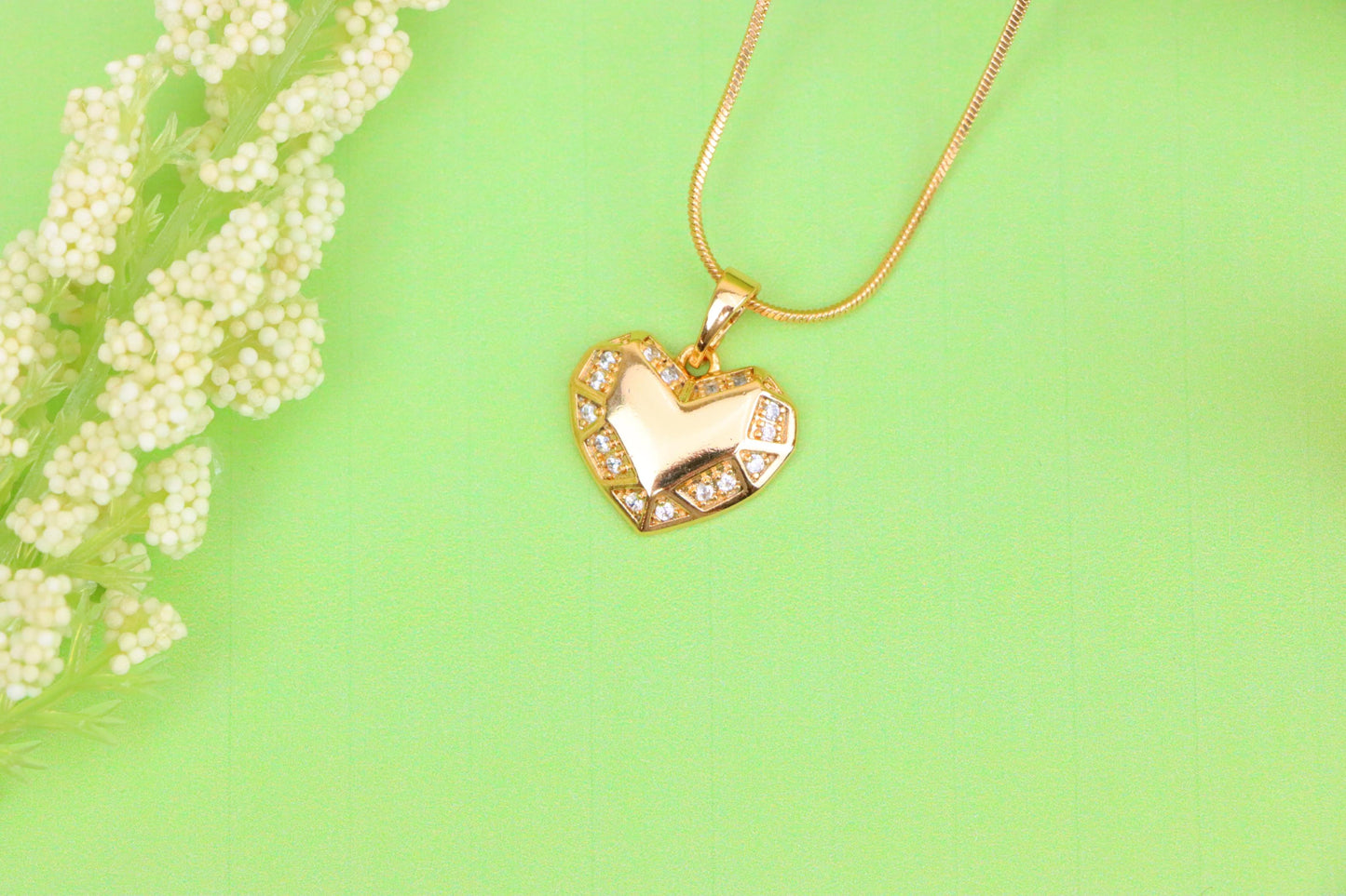 Geometric Heart Pendant in Rose Gold with Crystal Accents, XPPT1627 (2149-1)