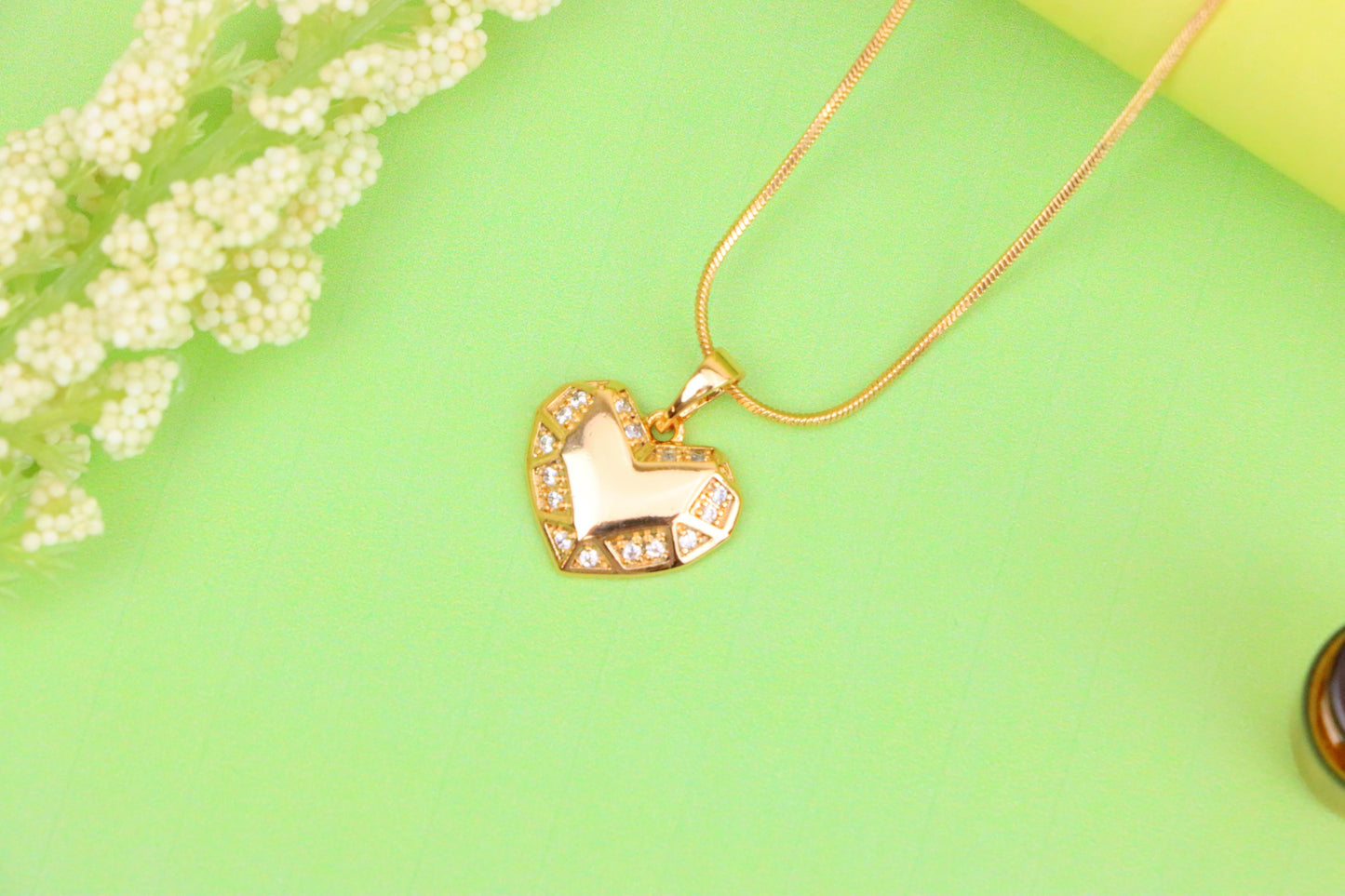 Geometric Heart Pendant in Rose Gold with Crystal Accents, XPPT1627 (2149-1)