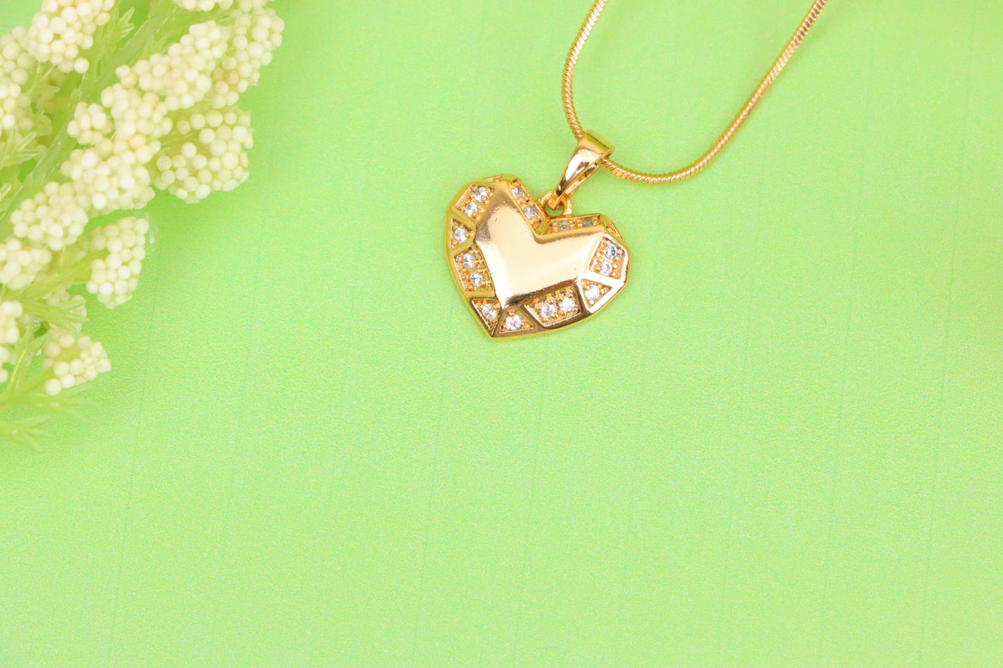 Geometric Heart Pendant in Rose Gold with Crystal Accents, XPPT1627 (2149-1)