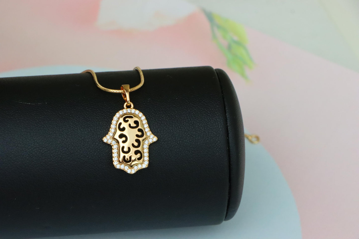 Rose Gold Plated Hamsa Hand Pendant with Intricate Cutout Design, XPPT1628 (2149-2)