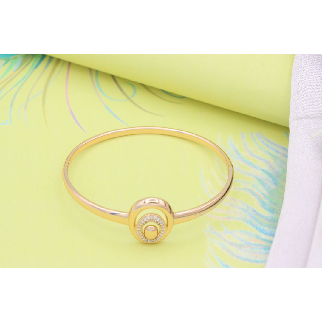 Elegant Rose Gold Bangle with Crystal Halo Oval Accent Design, XPBL0517 (2052-7)